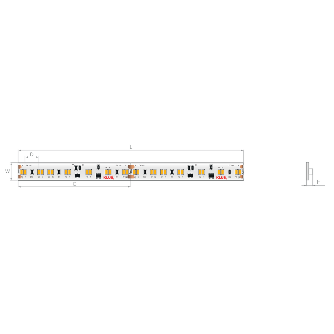 Bandă LED dim to warm 24V 9,6 W/m, 224 LED/m, CRI 90, IP20, 10 mm