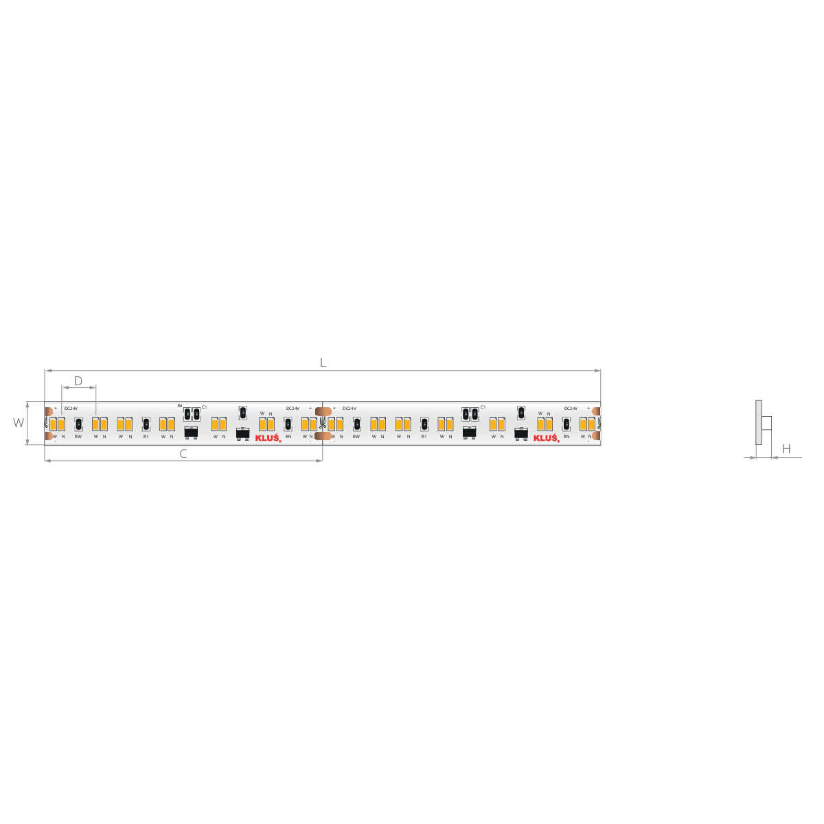 Bandă LED dim to warm 24V 9,6 W/m, 224 LED/m, CRI 90, IP20, 10 mm