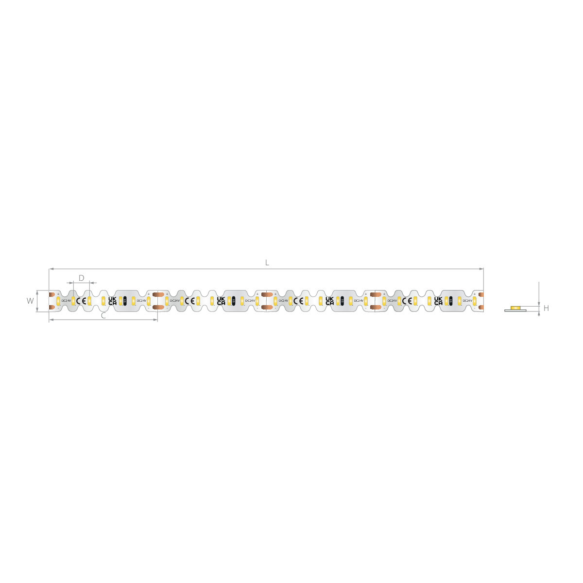 Bandă LED 24V 4,5 W/m, 196 LED/m, CRI 90, IP20, 7 mm, emisie laterală