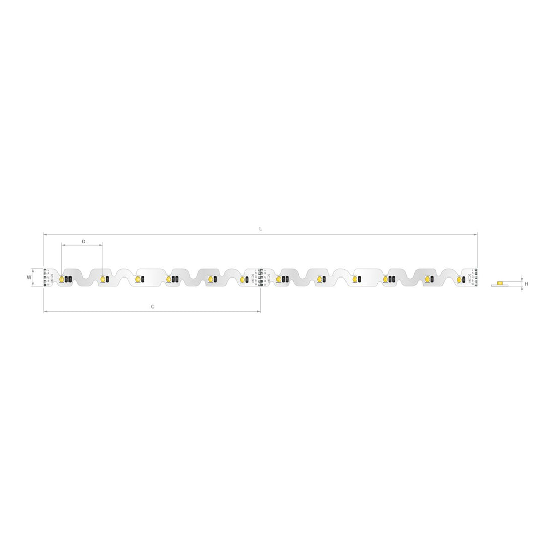 Bandă LED RGB+W 24V 15,1 W/m, 48 LED/m, IP20, 12 mm, zigzag, curbabilă în plan