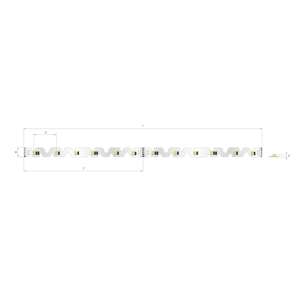 Bandă LED RGB+W 24V 15,1 W/m, 48 LED/m, IP20, 12 mm, zigzag, curbabilă în plan
