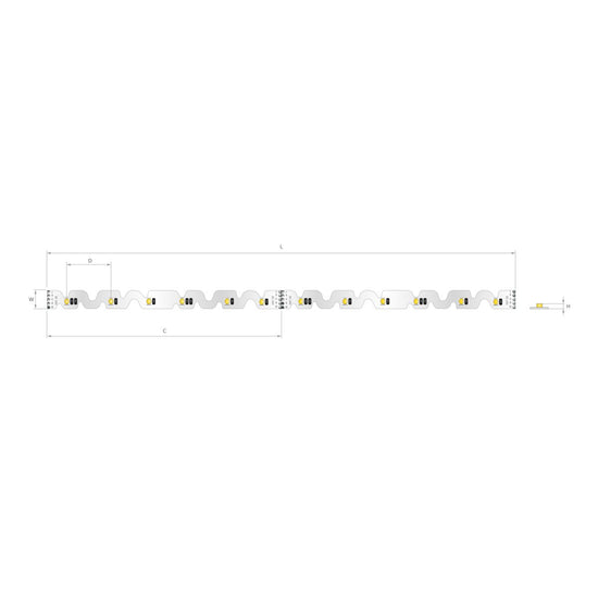 Bandă LED RGB+W 24V 15,1 W/m, 48 LED/m, IP20, 12 mm, zigzag, curbabilă în plan