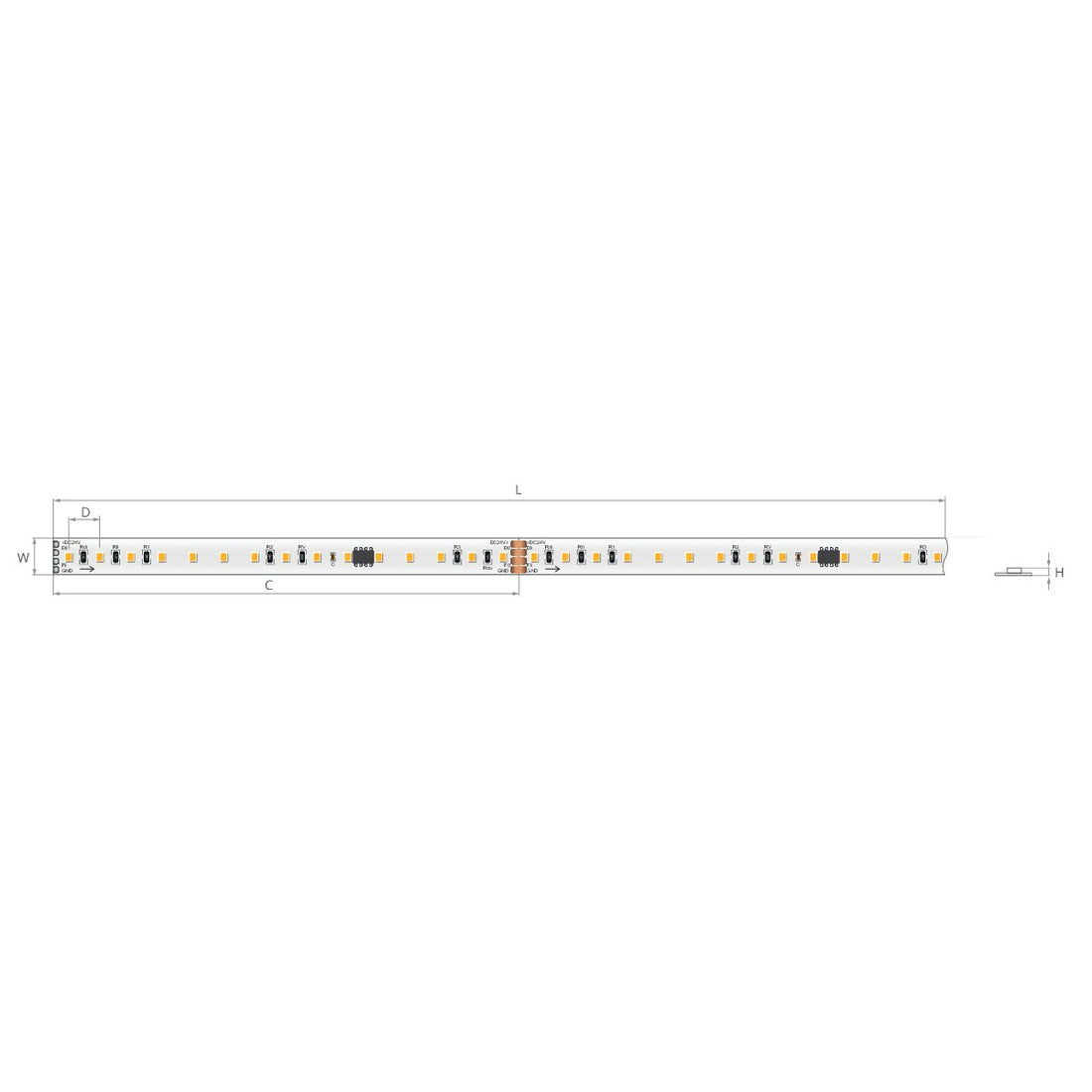 Bandă LED digitală 24V 12,29 W/m, 120 LED/m, CRI 90, IP20, 10 mm