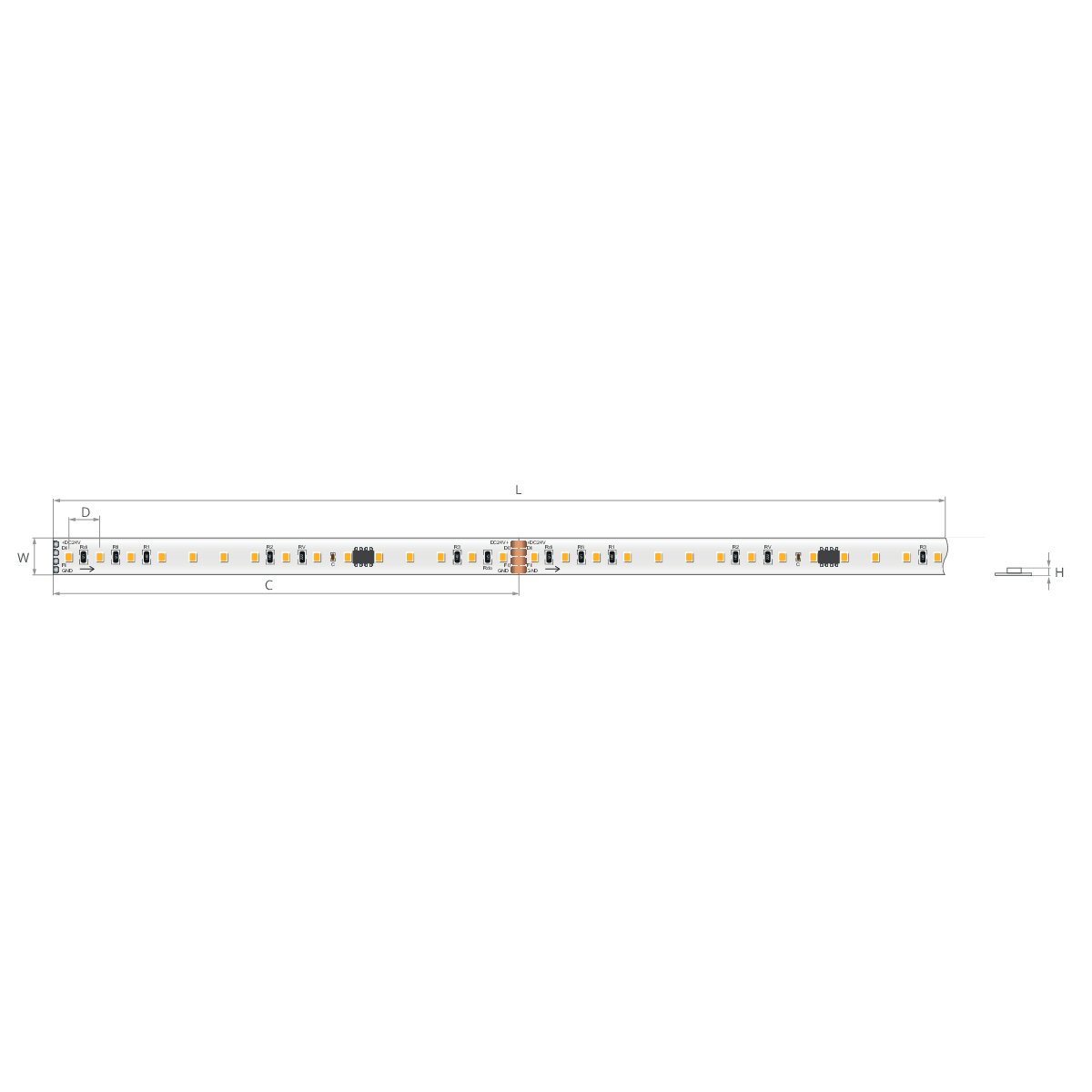 Bandă LED digitală 24V 12,29 W/m, 120 LED/m, CRI 90, IP20, 10 mm