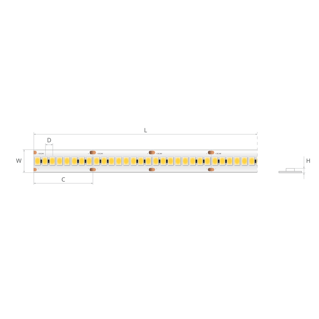 Bandă LED 24V 4,3 W/m, 240 LED/m, CRI 90, IP20, 10 mm