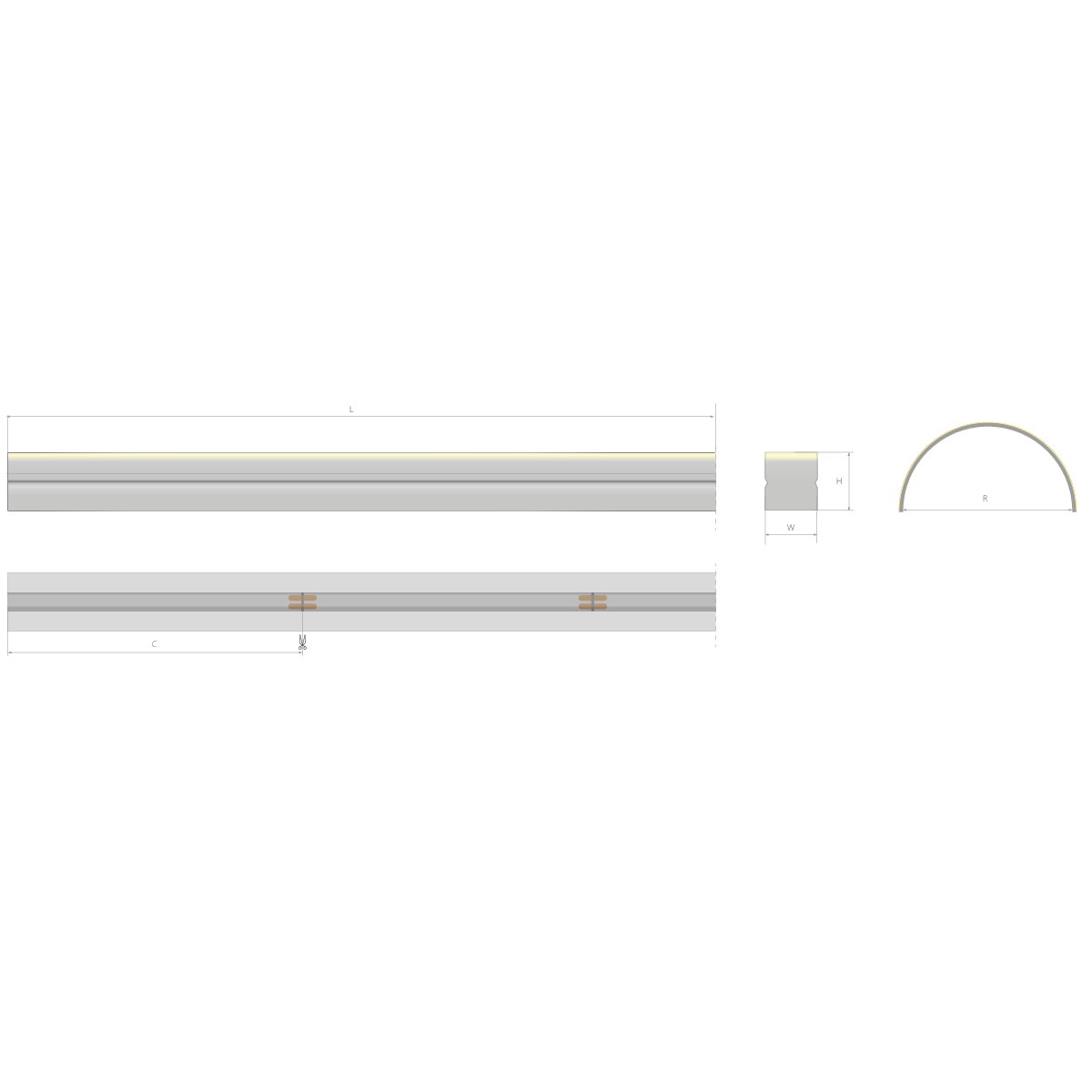 Neon flex LED emisie frontală 24V 14,8 W/m, CRI 90, IP67, 16 mm