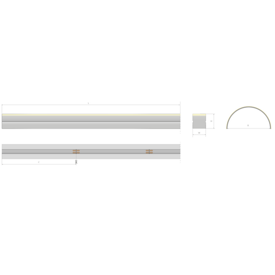 Neon flex LED emisie frontală 24V 14,5 W/m, CRI 90, IP67, 16 mm