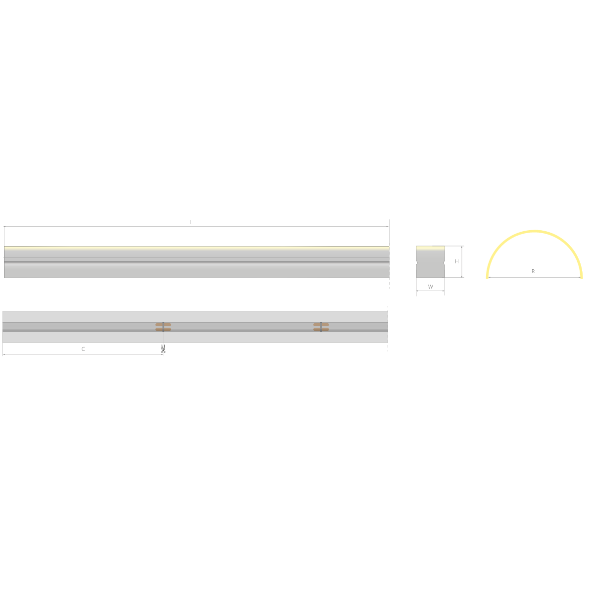 Neon flex LED emisie laterală 24V 17,2 W/m, IP67, 16 mm