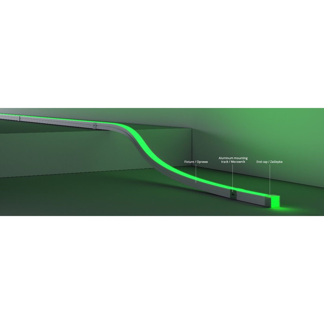 Aplicație neon flex LED emisie frontală 24V 17,2 W/m, IP67, 16 mm