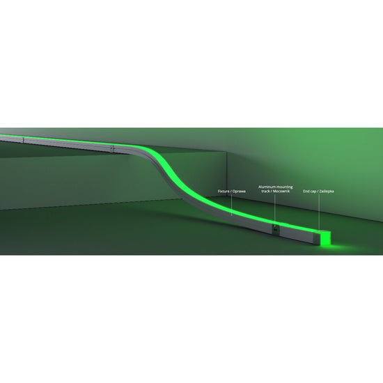 Aplicație neon flex LED emisie frontală 24V 17,2 W/m, IP67, 16 mm