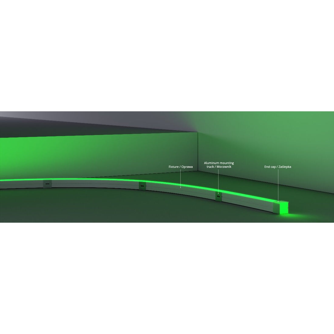 Aplicație neon flex LED emisie laterală 24V 17,2 W/m, IP67, 16 mm