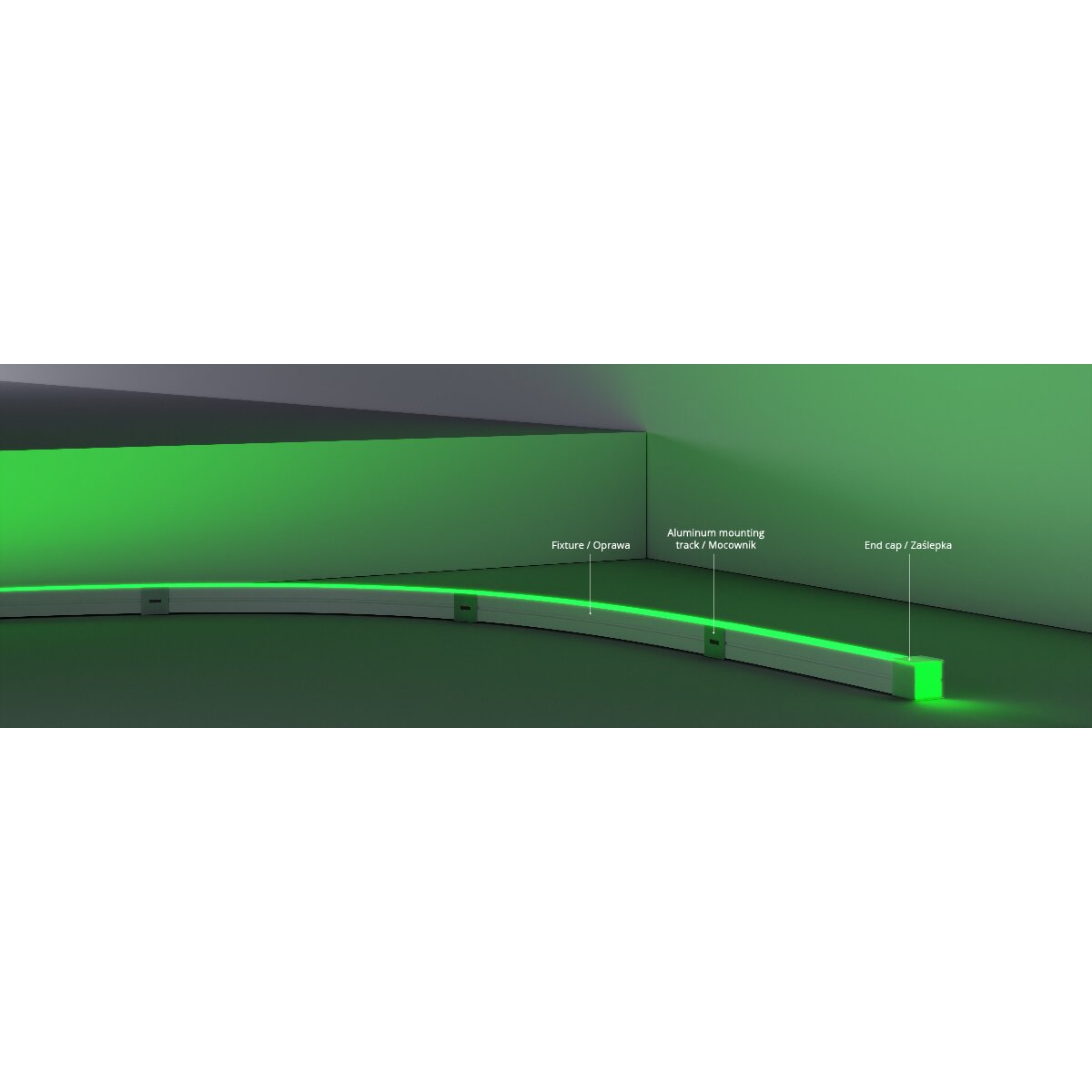 Aplicație neon flex LED emisie laterală 24V 17,2 W/m, IP67, 16 mm
