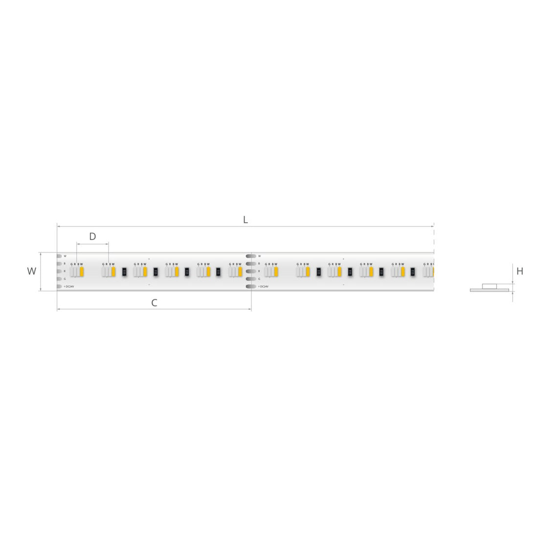 Bandă LED RGB+W 24V 15,3 W/m, 96 LED/m, IP20, 10 mm