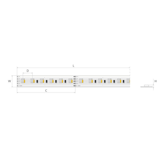 Bandă LED RGB+W 24V 15,3 W/m, 96 LED/m, IP20, 10 mm