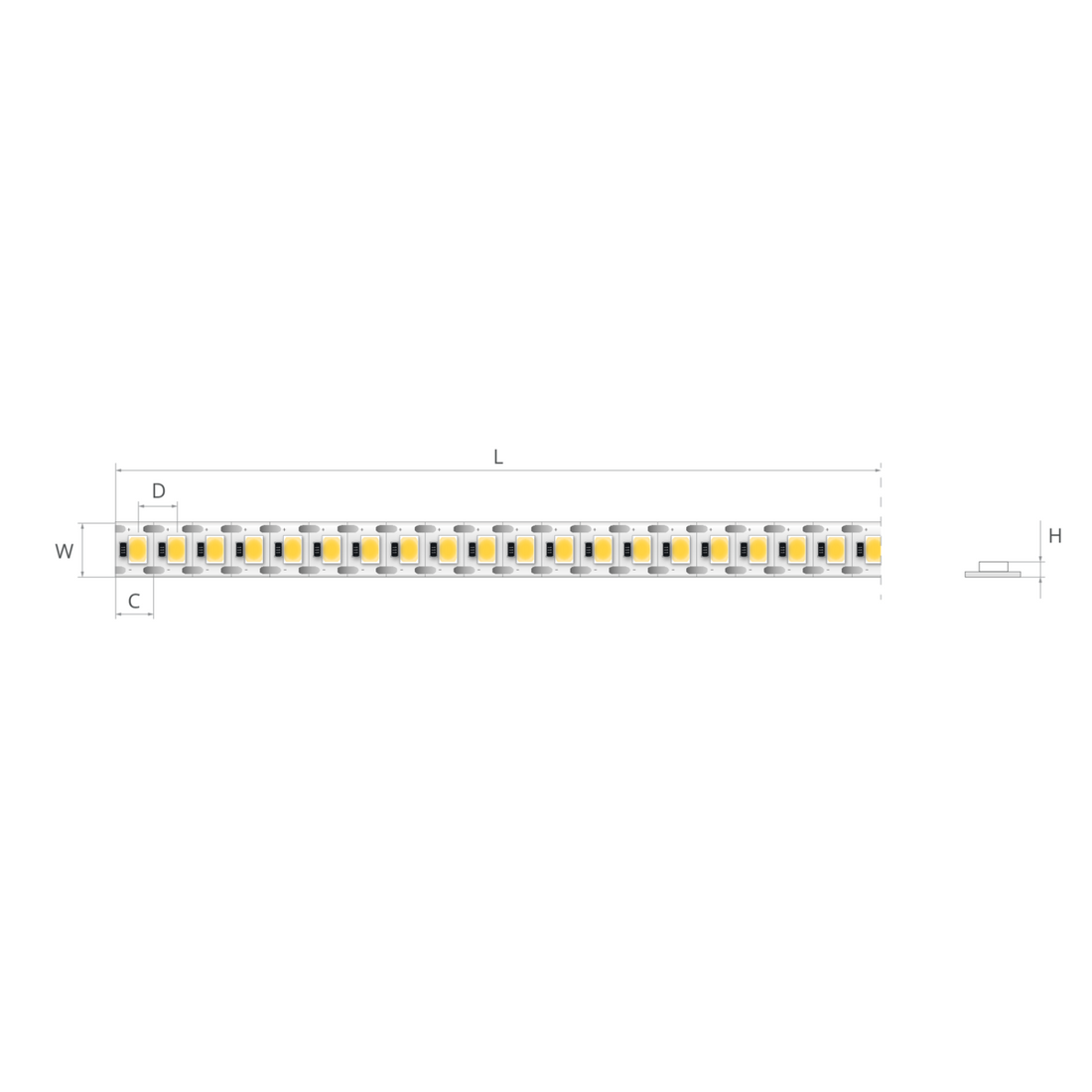 Bandă LED 24V 7,2 W/m, 168 LED/m, CRI 90, IP20, 8 mm, tăiere la 5,95 mm