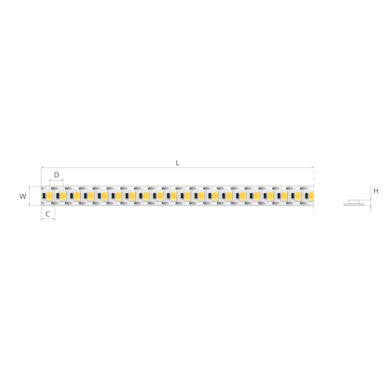 Bandă LED 24V 7,2 W/m, 168 LED/m, CRI 90, IP20, 8 mm, tăiere la 5,95 mm