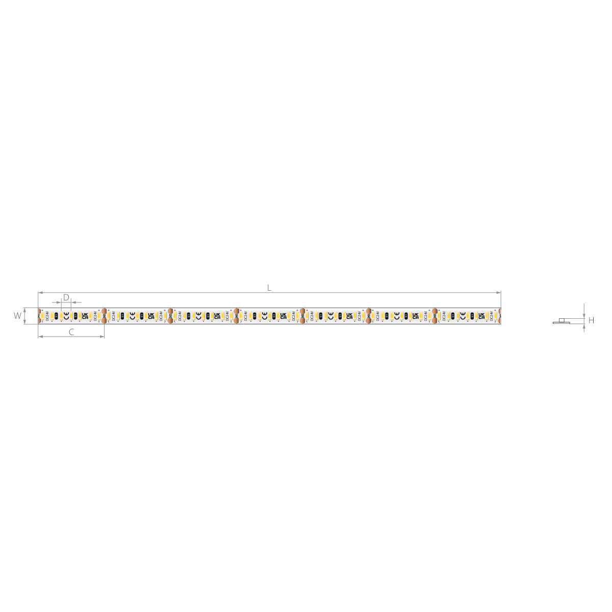 Bandă LED îngustă 24V 9,6 W/m, 350 LED/m, CRI 90, IP20, 5 mm