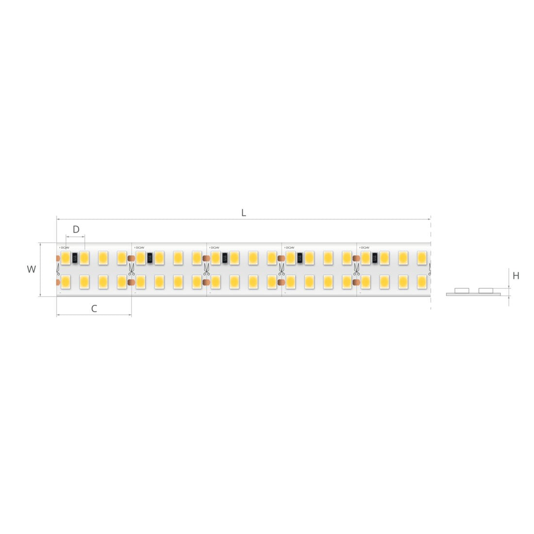 Bandă LED 24V 14,4 W/m, 320 LED/m, CRI 90, IP20, 14 mm