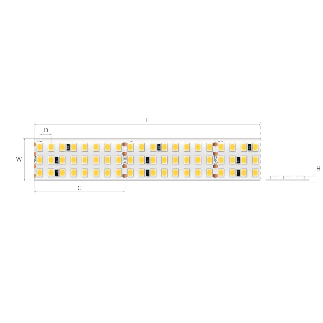 Bandă LED 24V 21,6 W/m, 480 LED/m, CRI 90, IP20, 22 mm
