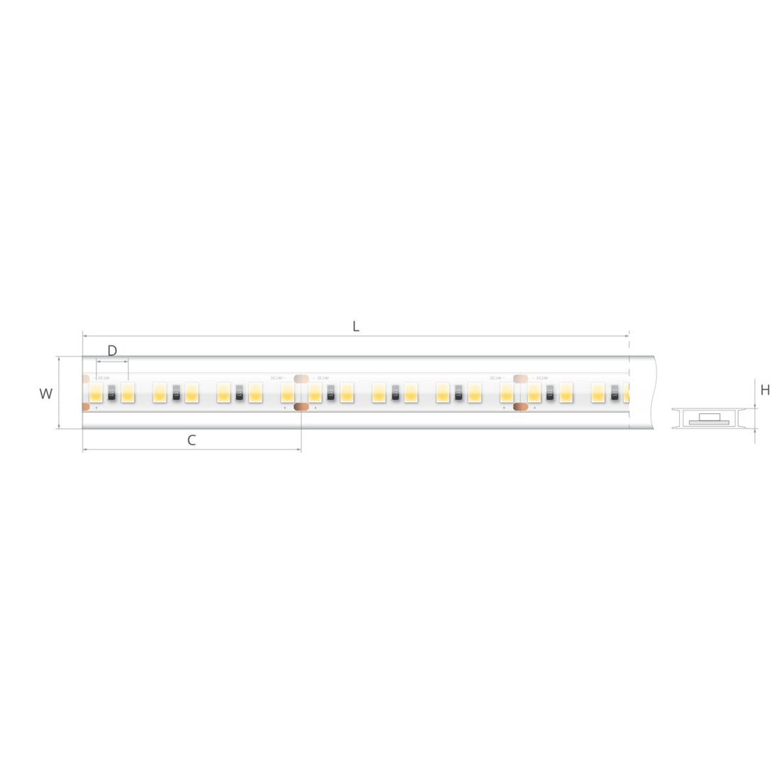Bandă LED 24V 10 W/m, 140 LED/m, CRI 90, IP65, 16,7×4,6 mm
