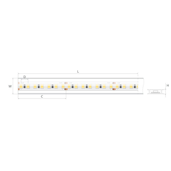 Bandă LED 24V 15 W/m, 140 LED/m, CRI 90, IP65, 16,7×4,6 mm