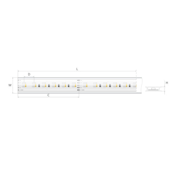 Bandă LED RGB+W 24V 15,3 W/m, 96 LED/m, IP65, 16,7×4,6 mm