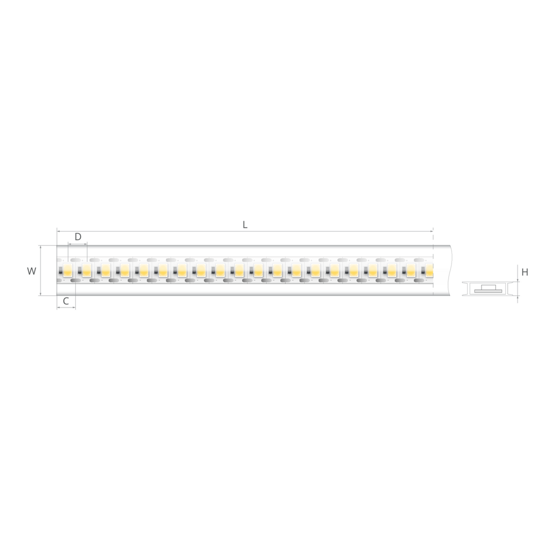 Bandă LED 24V 7,2 W/m, 168 LED/m, CRI 90, IP65, 16,7×4,6 mm, tăiere la 5,95 mm