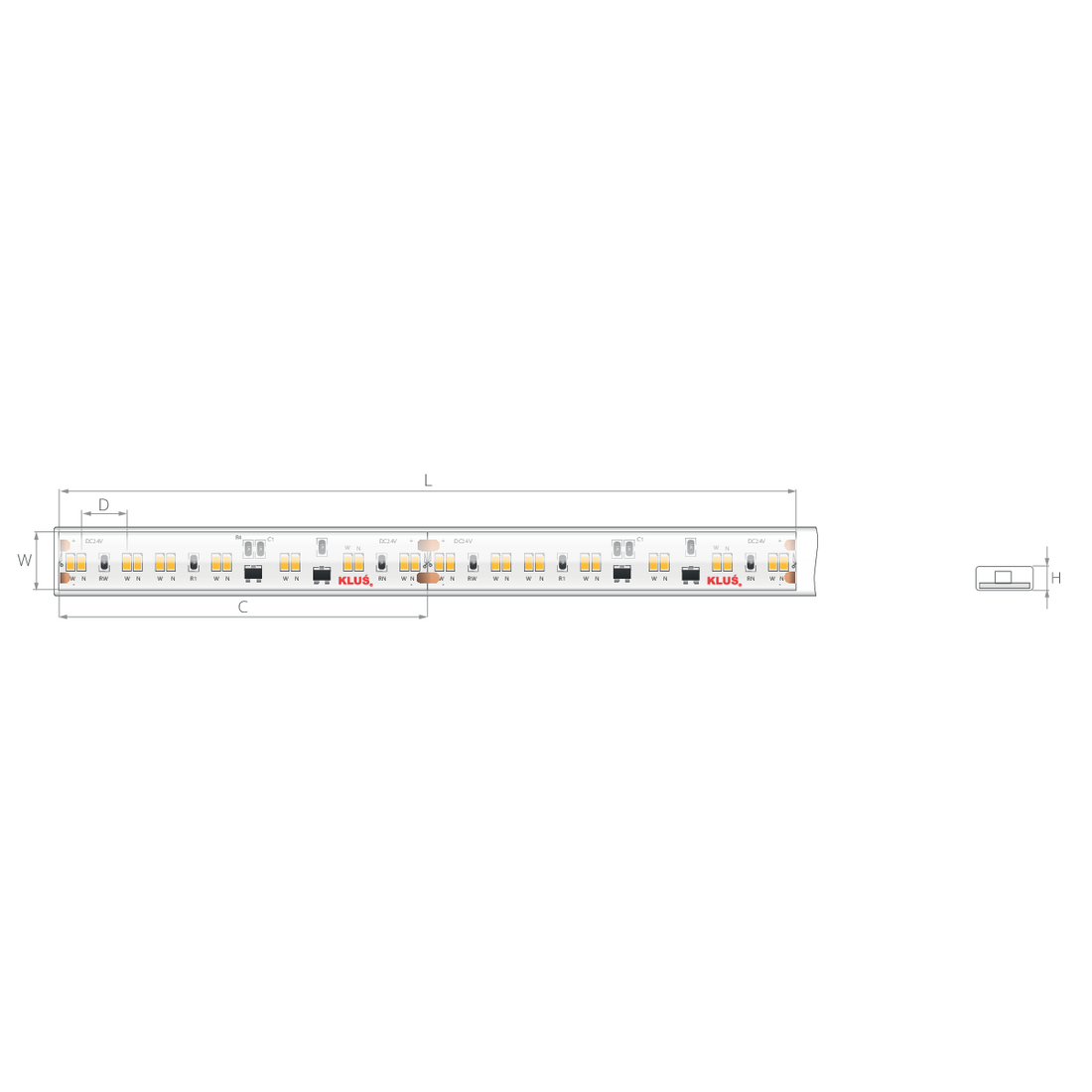 Bandă LED dim to warm 24V 9,6 W/m, 224 LED/m, CRI 90, IP65, 12×3,7 mm