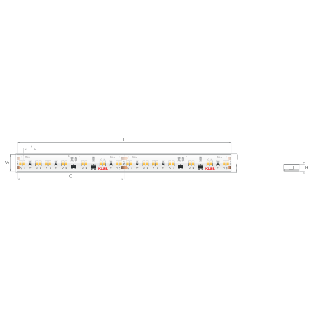 Bandă LED dim to warm 24V 9,6 W/m, 224 LED/m, CRI 90, IP65, 12×3,7 mm