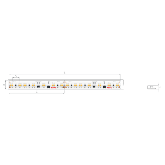 Bandă LED dim to warm 24V 9,6 W/m, 224 LED/m, CRI 90, IP65, 12×3,7 mm