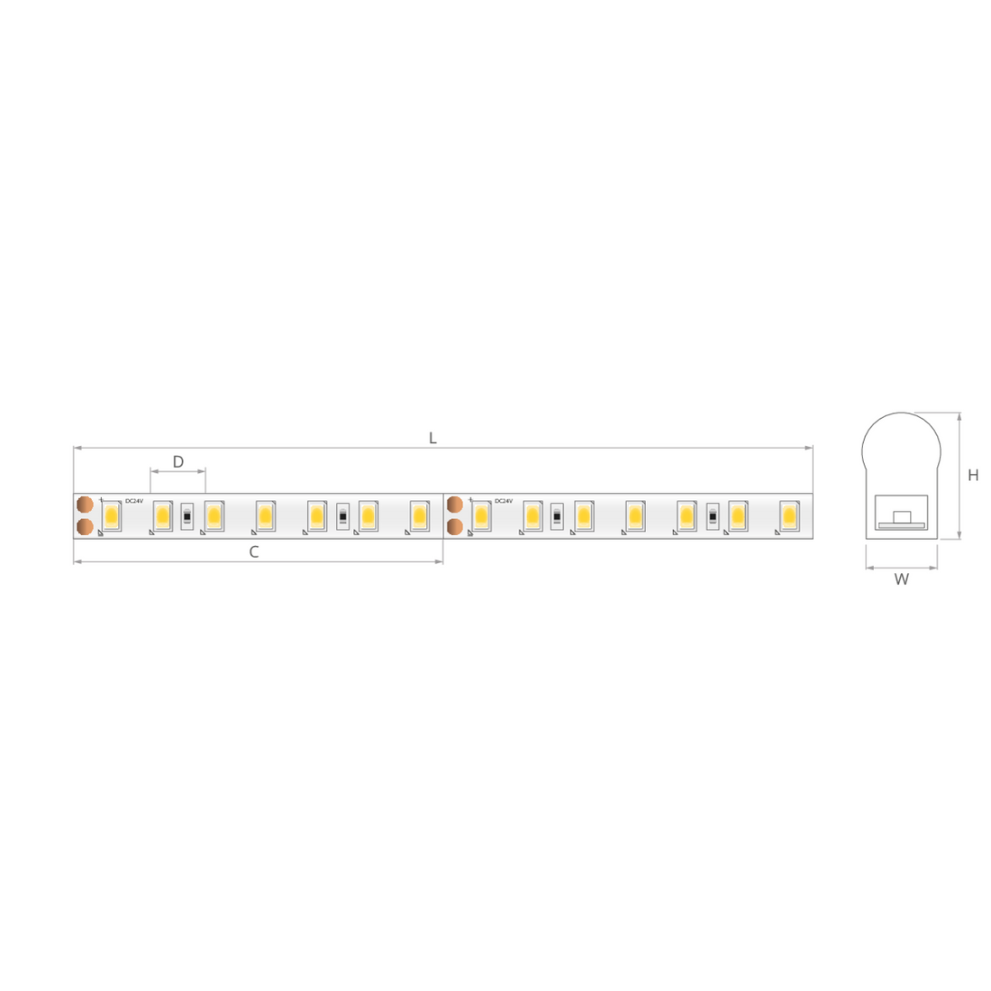 Bandă LED în manșon colorat 24V 4,8 W/m, 208 LED/m, IP65, 5×9 mm
