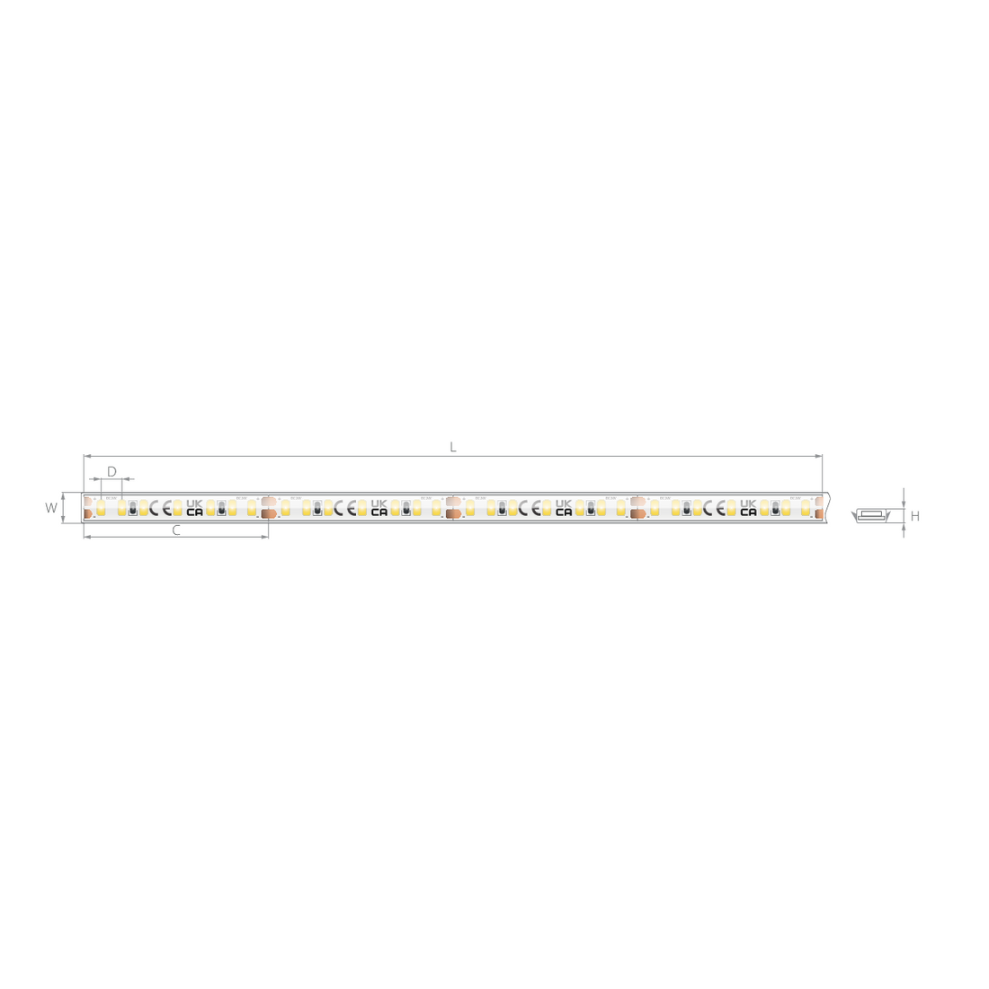 Bandă LED îngustă 24V 4,5 W/m, 196 LED/m, CRI 90, IP65, 8×2,7 mm