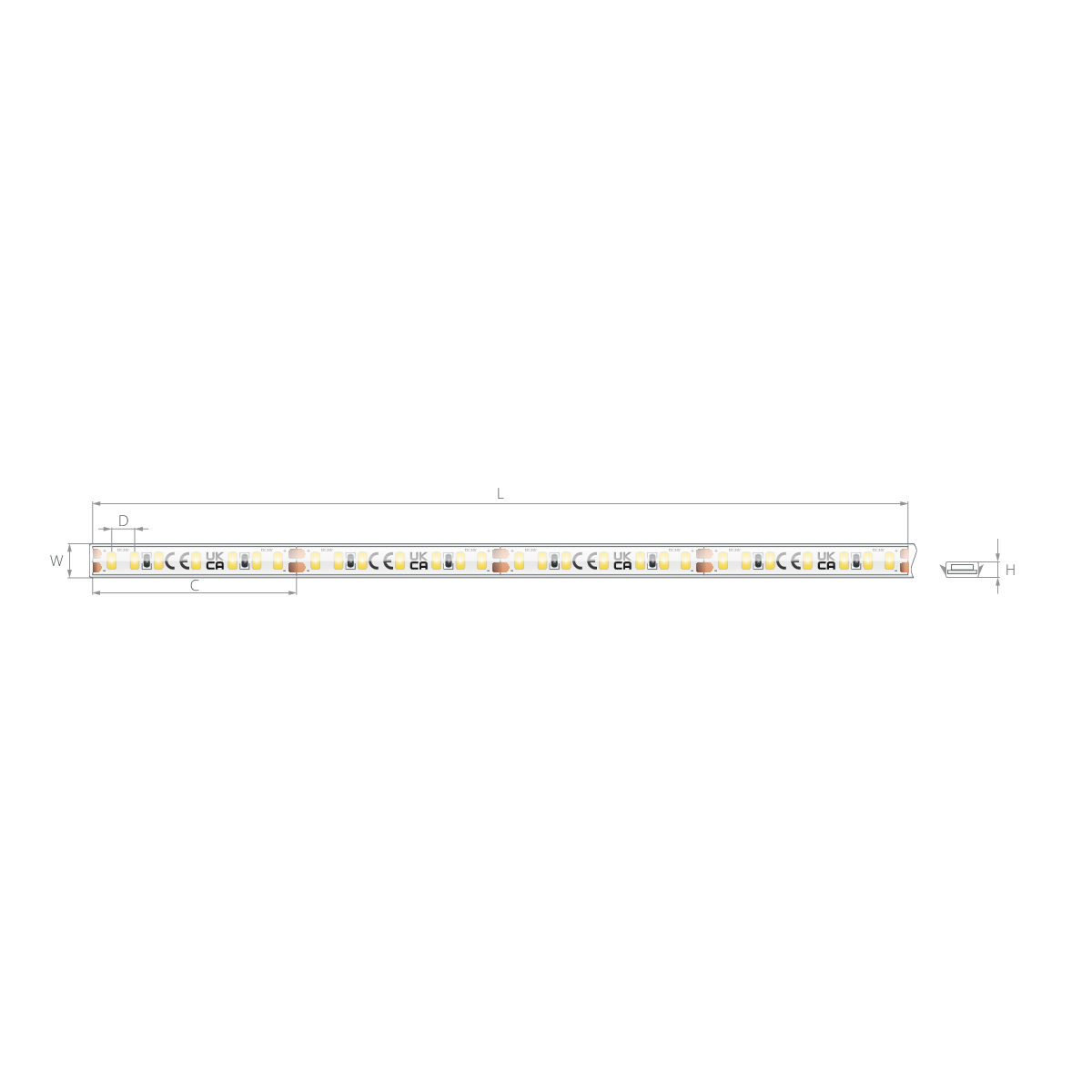 Bandă LED îngustă 24V 4,5 W/m, 196 LED/m, CRI 90, IP65, 8×2,7 mm