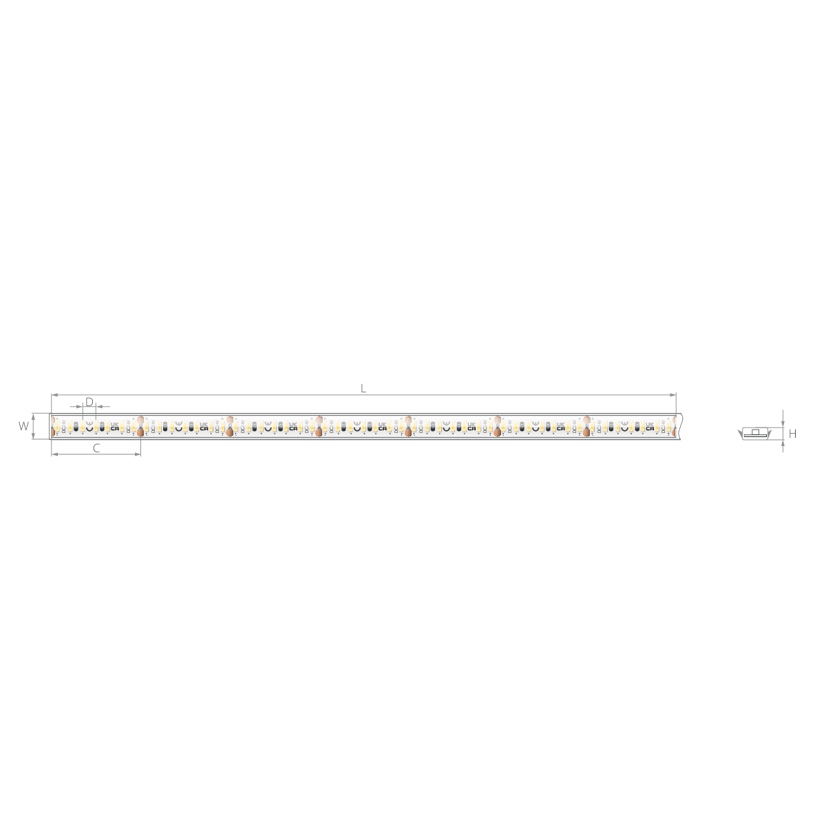 Bandă LED îngustă 24V 9,6 W/m, 350 LED/m, CRI 90, IP65, 8×2,7 mm