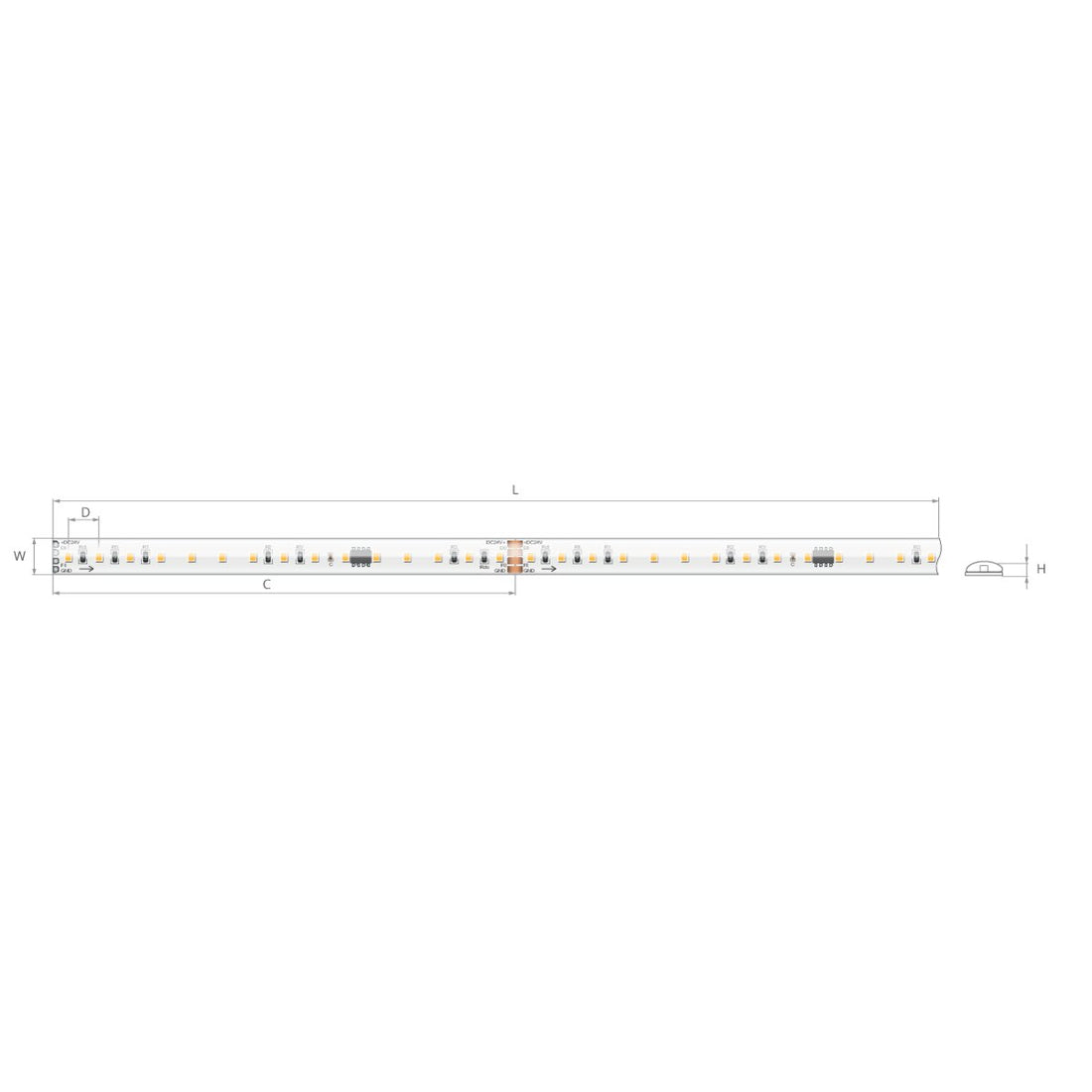 Bandă LED digitală 24V 12,29 W/m, 120 LED/m, CRI 90, IP65, 10×3 mm