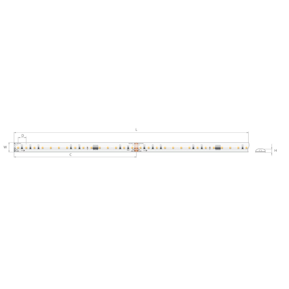 Bandă LED digitală 24V 12,29 W/m, 120 LED/m, CRI 90, IP65, 10×3 mm
