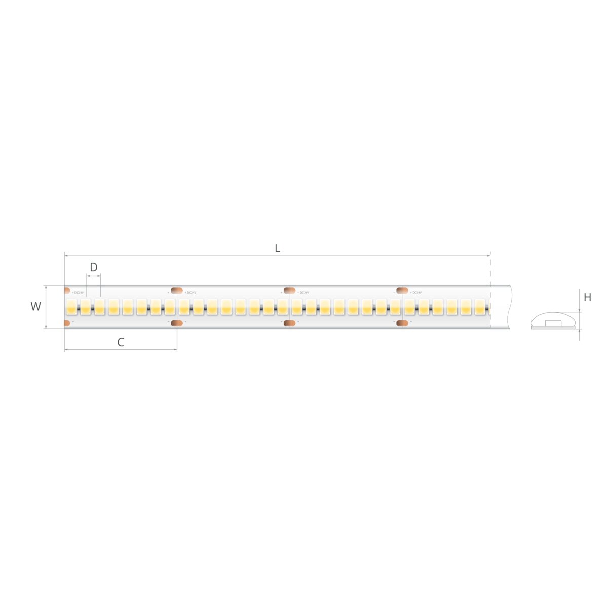 Bandă LED 24V 8,3 W/m, 240 LED/m, CRI 90, IP65, 10×3 mm