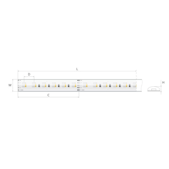 Bandă LED RGB+W 24V 15,3 W/m, 96 LED/m, IP65, 10×3 mm