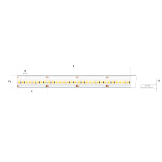 Bandă LED 24V 8,3 W/m, 240 LED/m, CRI 90, IP65, 12,4×3,7 mm