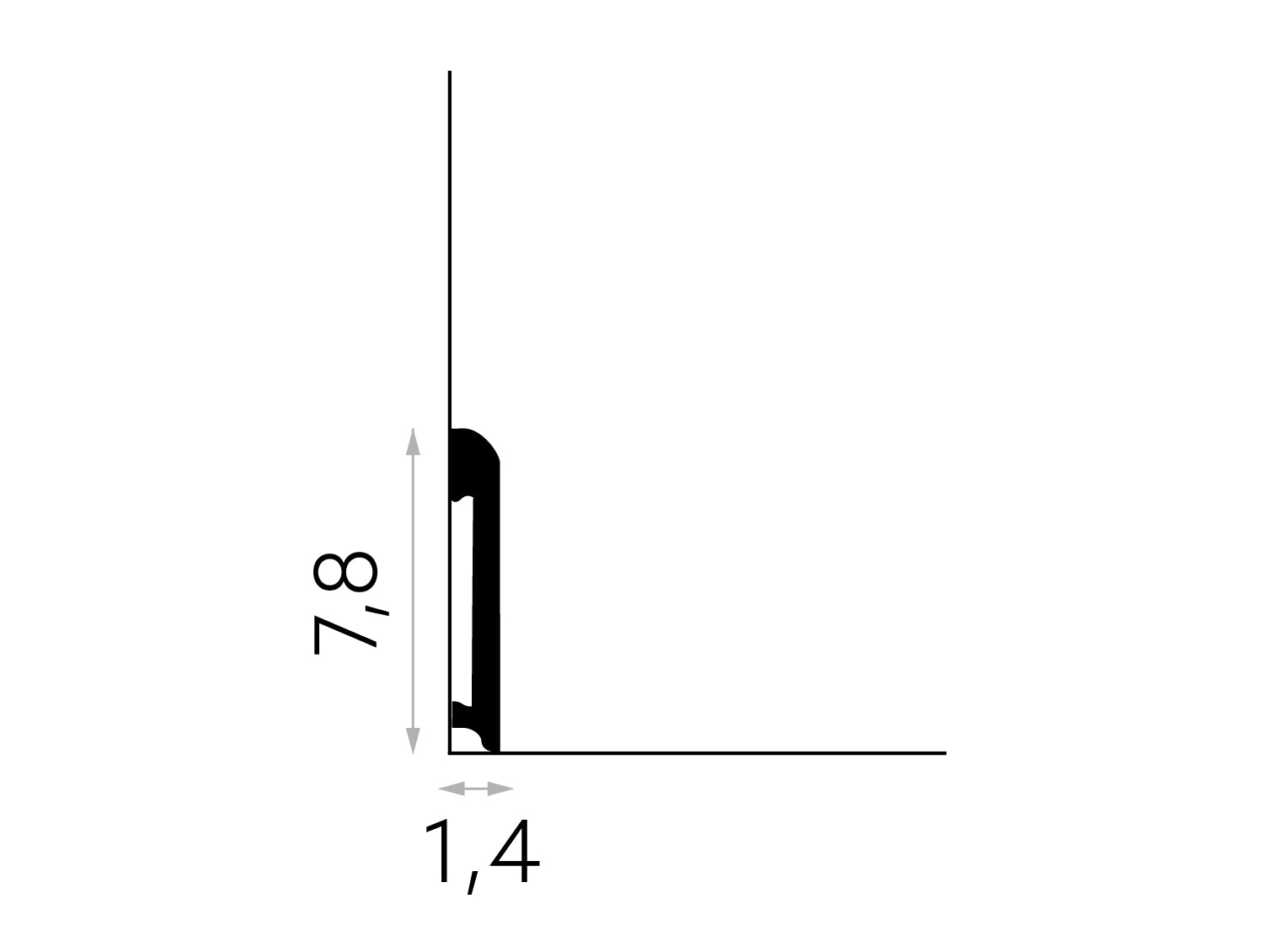 PLINTA POLIMER RIGID MD234 - 200 x 7.8 x 1.4 cm