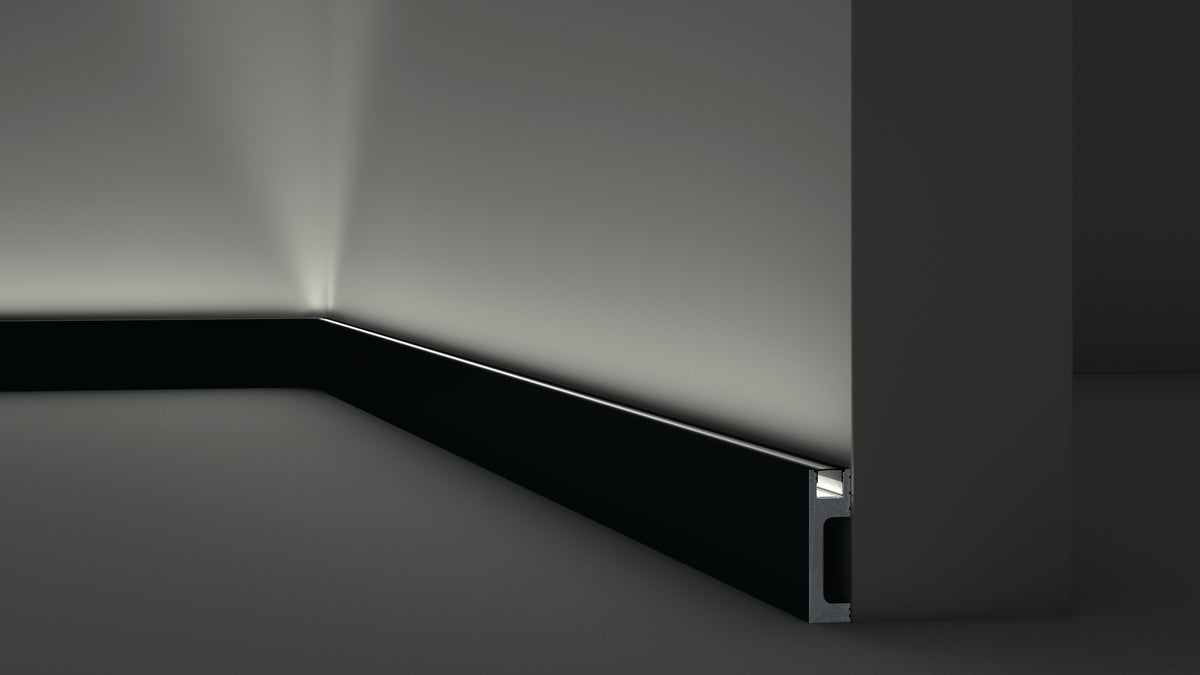 PLINTA NEAGRA CU LED POLIMER DUR IL10 - 200 x 8 x 2 cm - Decorevo