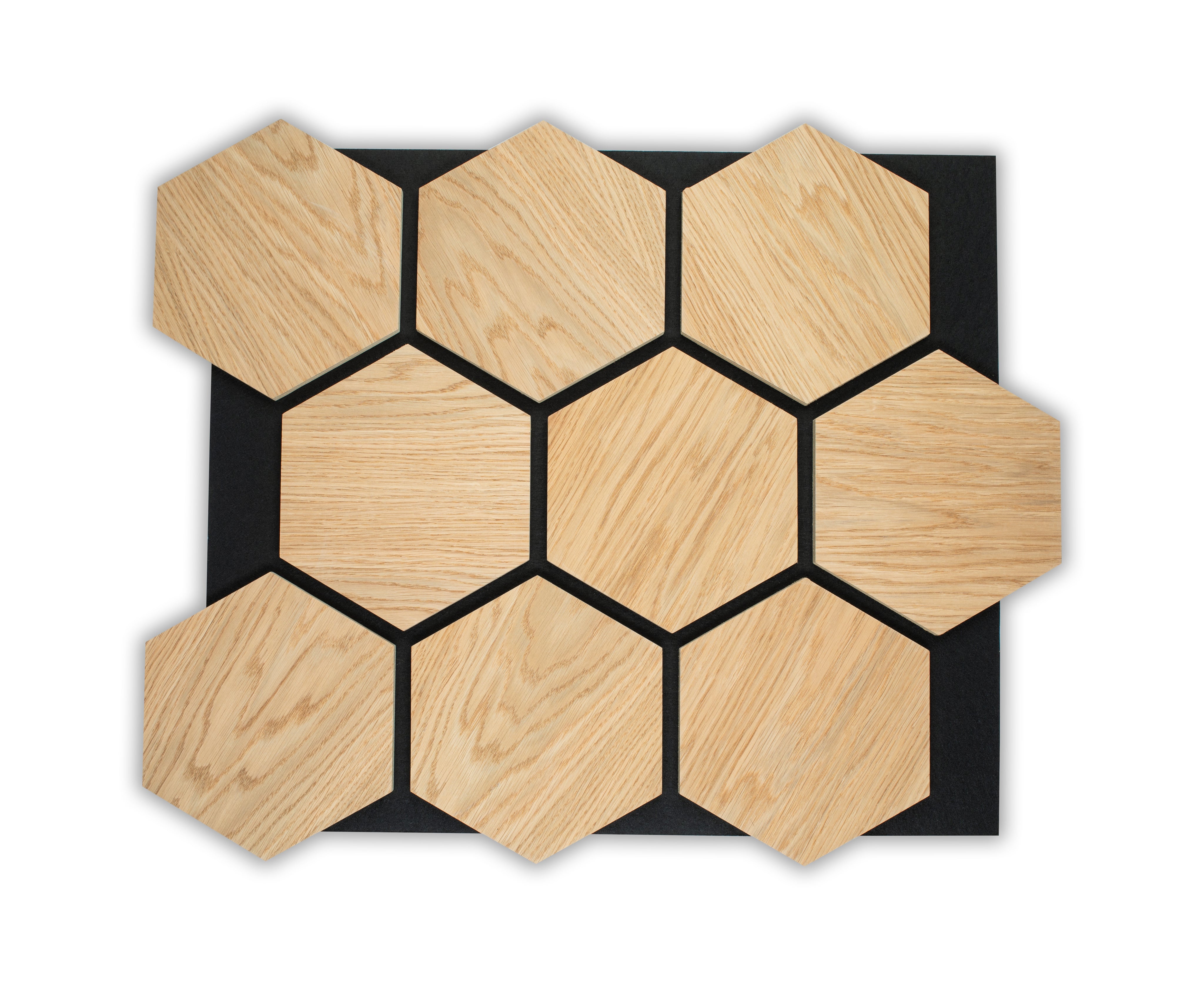 Panou acustic hexagonal de tip riflaj din MDF - Decorevo