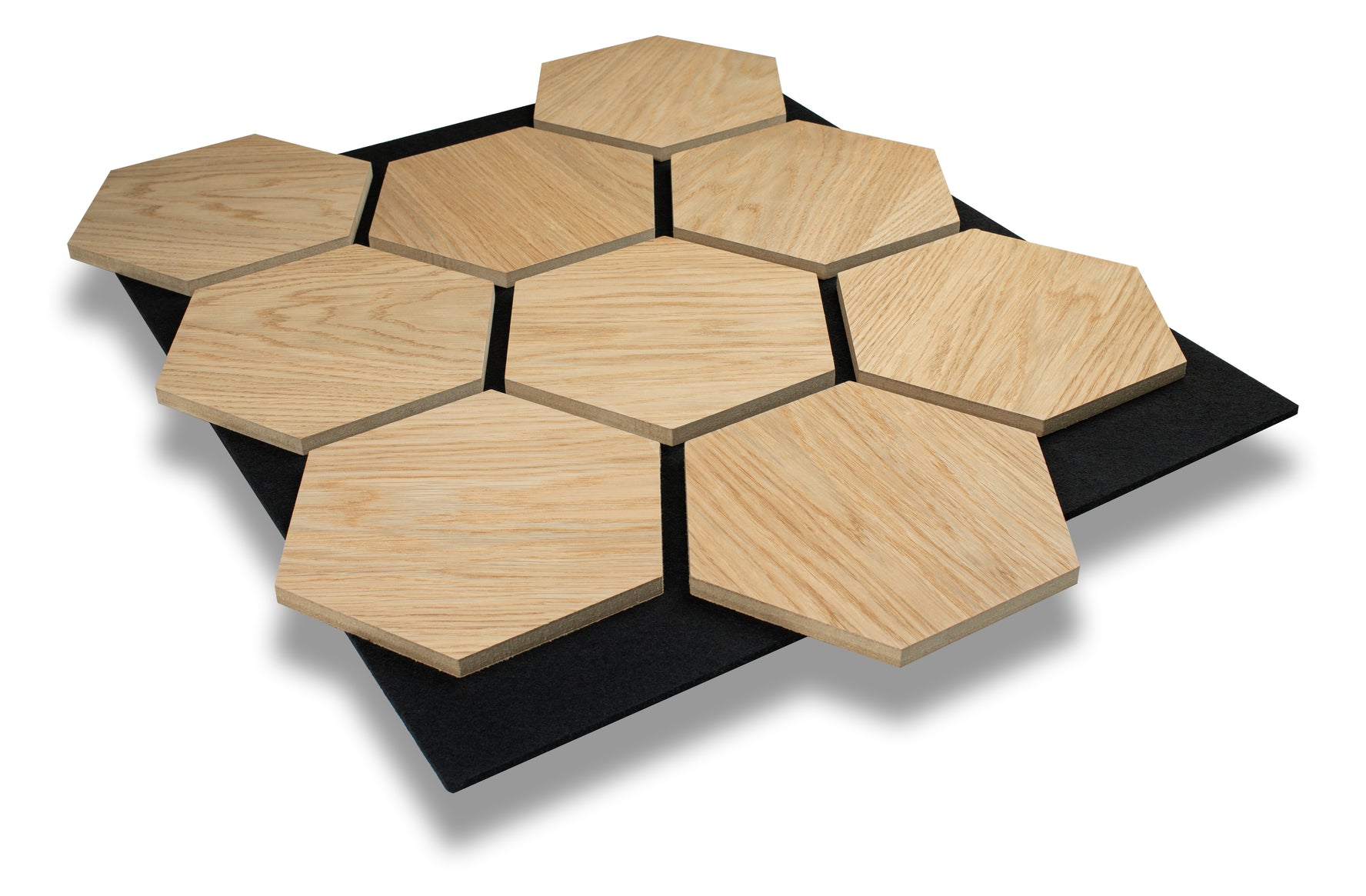 Panou acustic hexagonal de tip riflaj din MDF - Decorevo