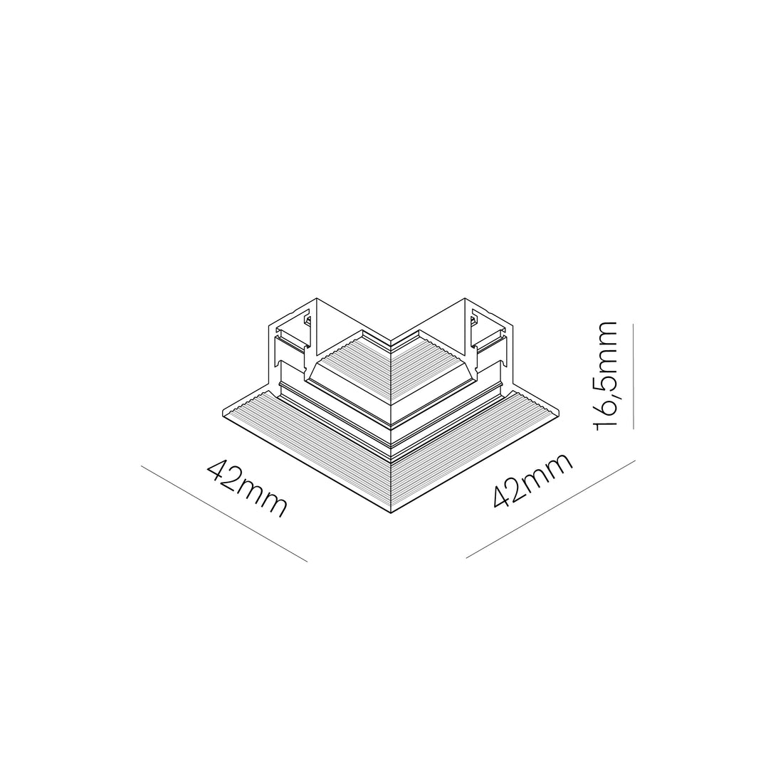 Conector L de tavan pentru șină magnetică mini încastrată 48V