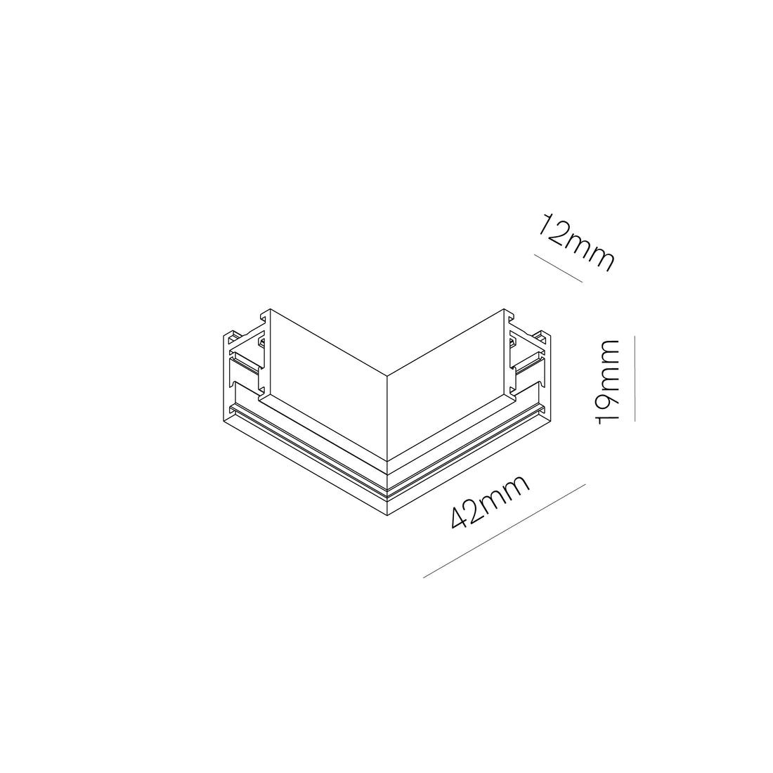 Conector L de tavan pentru șină magnetică mini aplicată 48V