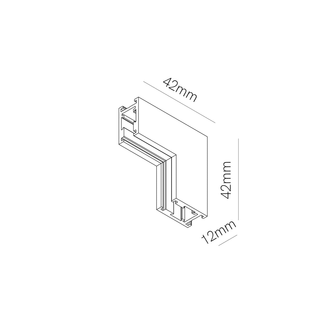 Conector L exterior de tavan-perete pentru șină aplicată 48V
