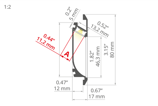 Desen tehnic profil aluminiu OBIT, secțiune 17 × 80 mm