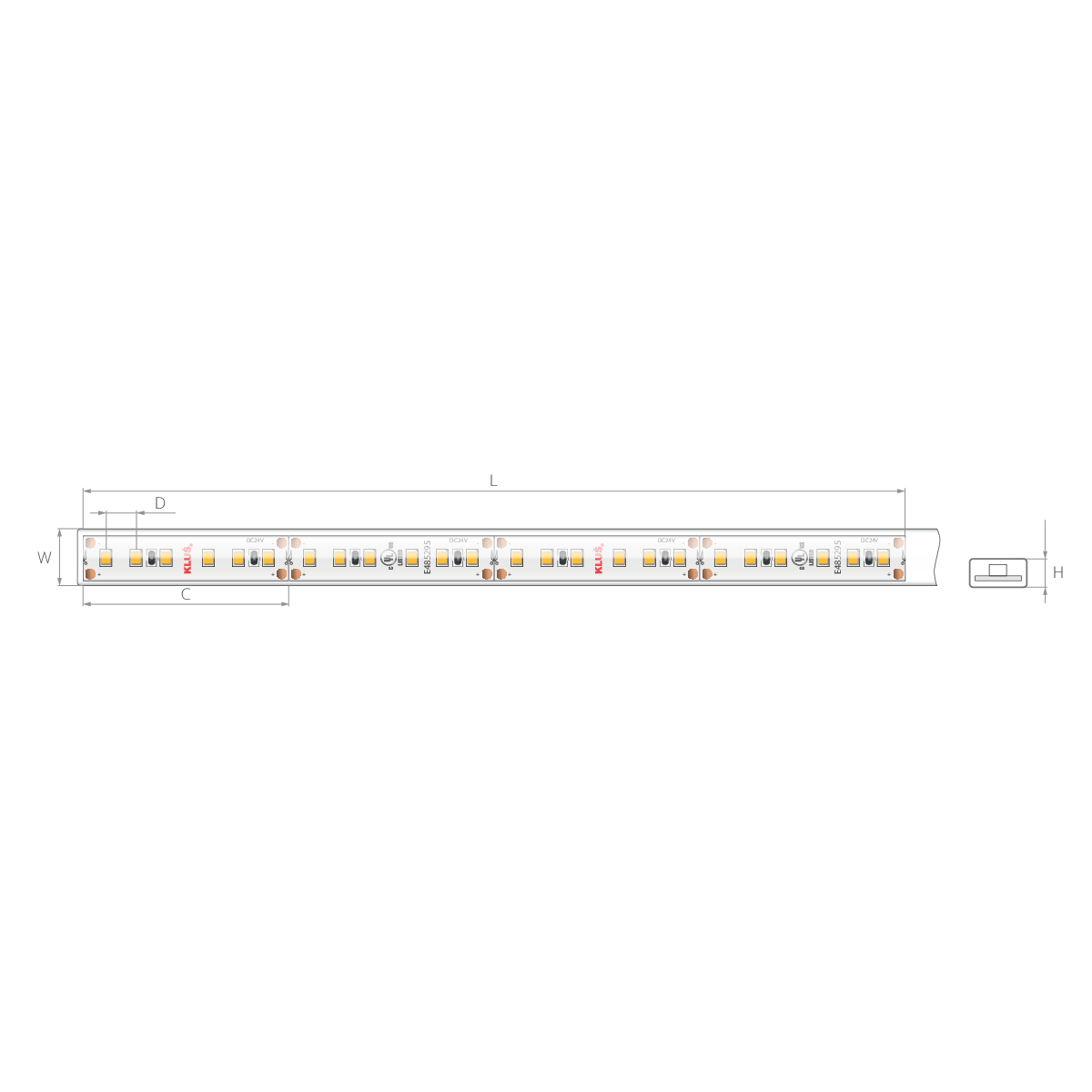 Bandă LED albastră 24V 9,6 W/m, 120 LED/m, IP65, 10×4 mm