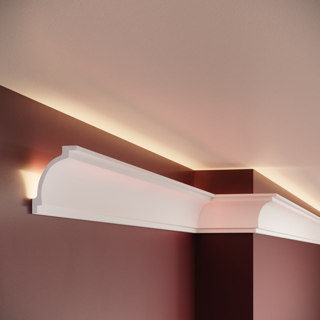 Cornisa decorativa din polimer rigid C12 - 5x7x200 cm - exemplu montaj