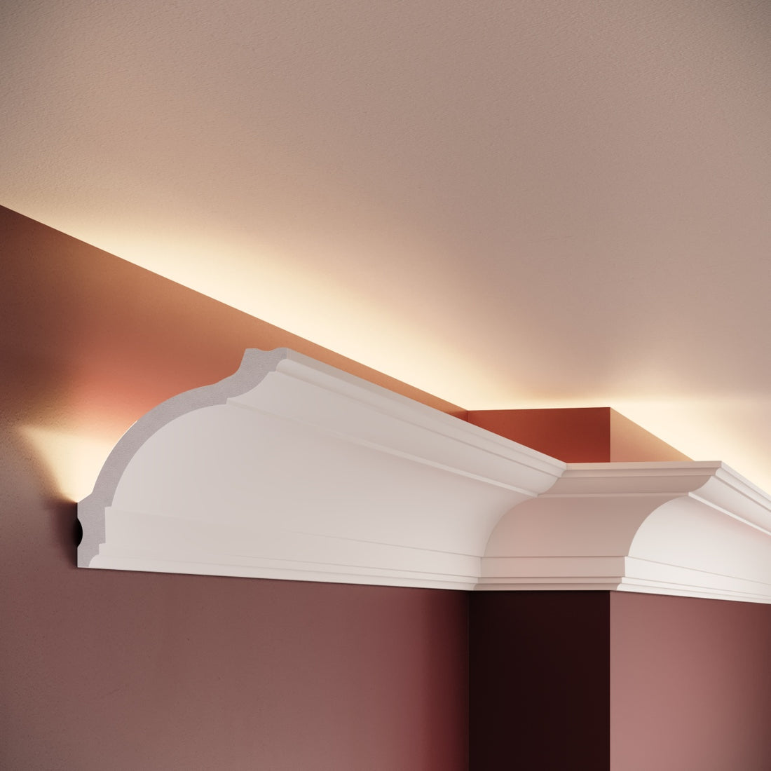 Cornisa decorativa din polimer rigid C17 - 9.3x9.5x200 cm - exemplu montaj